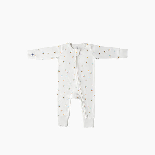 Snugbeenightwear cotton sleepsuit featuring cheerful bees buzzing