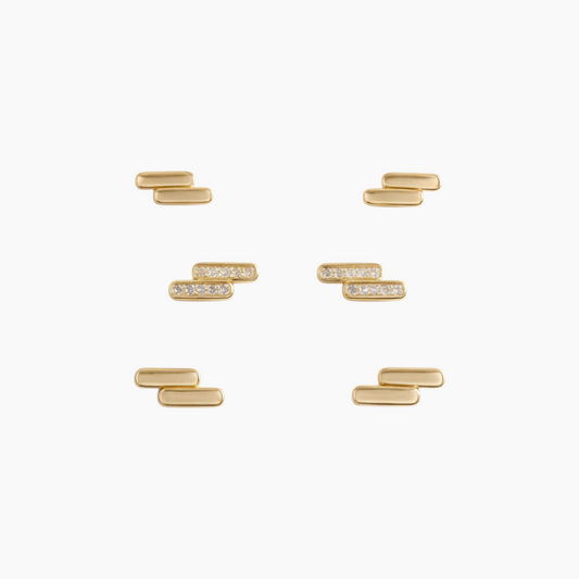 مجموعة أقراط Soul Jewelry الذهبية المتدرجة على شكل شريط