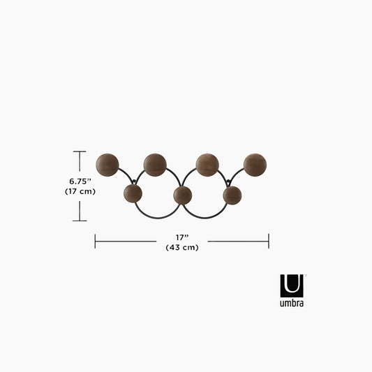 Umbra "Dotsy" 7 Wall Hook - Wood - Black & Walnut
