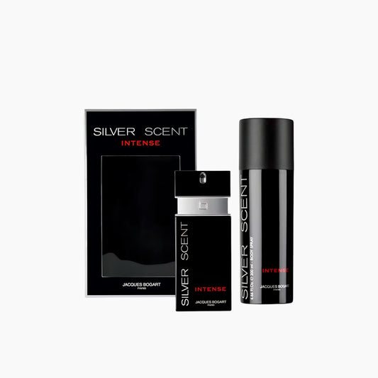 Jacques Bogart Silver Scent Intense EDT 100Ml + Body Spray 200Ml Gift Set For Men
