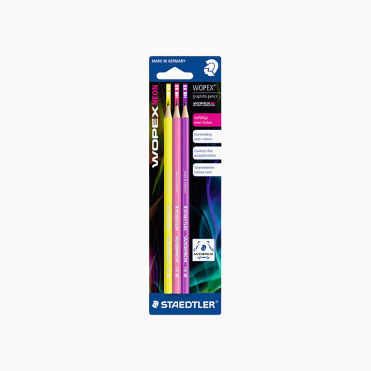 STAEDTLER CARD WOPEX HB PENCILS, YELLOW + PINK + PURPLE, CAPACITY 3 PCS