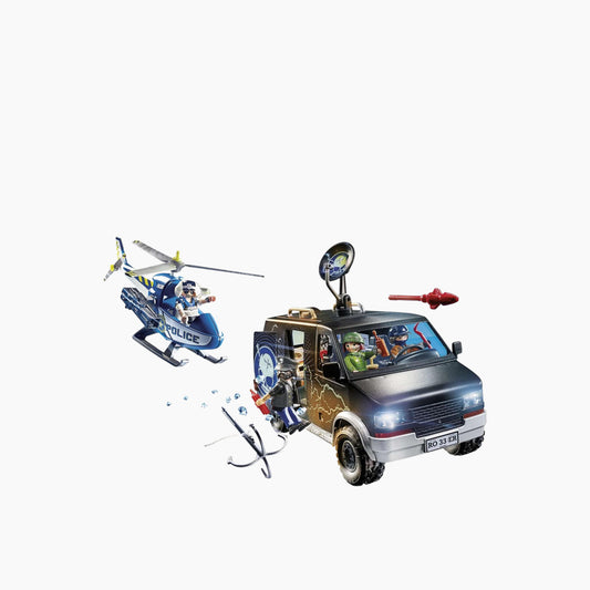Playmobil Helicopter Pursuit with Runaway Van Toy Playset