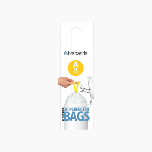 Brabantia Trash Plastic Bags 3 liter 0.8 Gallon White