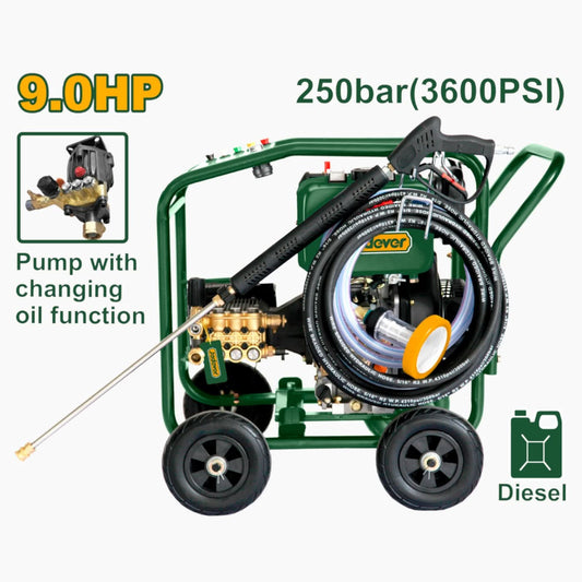 غسالة ضغط ديزل Jadever 9HP 250 Bar تنظيف قوي
