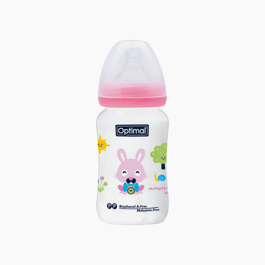 Optimal Wide Neck Feeding Bottle 240ml Assorted