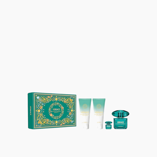Versace Crystal Emerald EDP 90Ml + EDP 5Ml + Shower Gel 100Ml + Body Lotion 100Ml Gift Set For Women