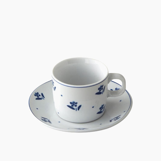 EH Living Flower Touch Porcelain 4 Pieces 2 Servings Coffee Cup Set 80 ml Navy Blue