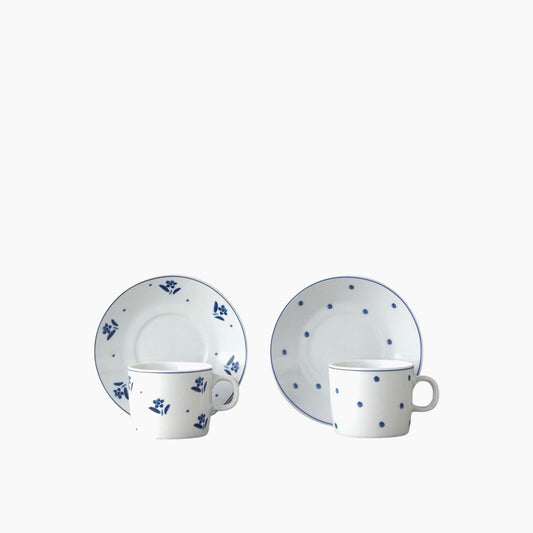 EH Living Flower Touch Porcelain 4 Pieces 2 Servings Coffee Cup Set 80 ml Navy Blue