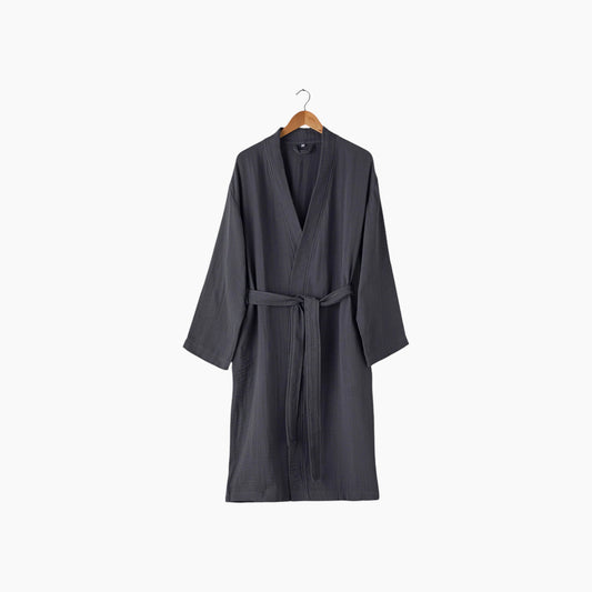 EH Living Barbara Cotton Muslin Bathrobe L-XL Anthracite