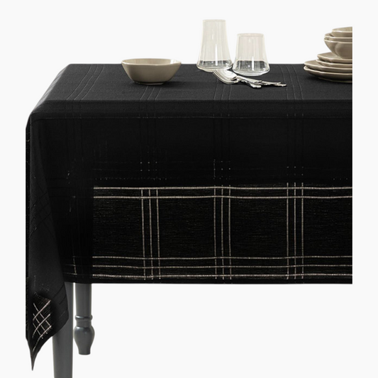 EH Living Navy Polyester Ajour Fabric Table Cloth 150x200 cm Black