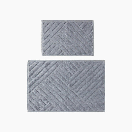 EH Living Linea Cotton Polyester Bouclé Bath Mat Set 60x90 - 40x60 cm Gray