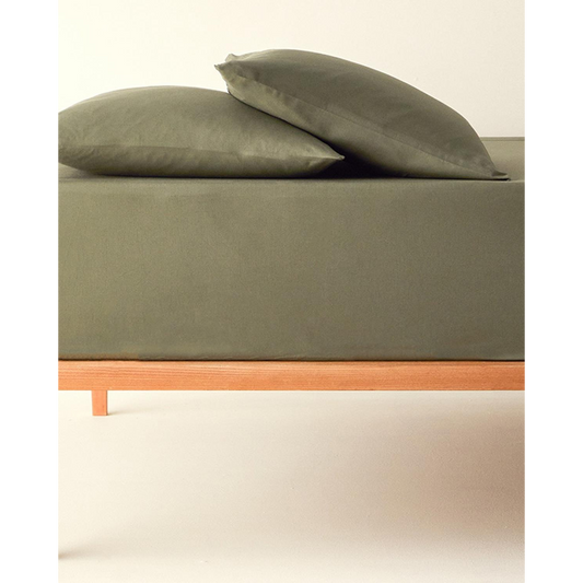 طقم ملاءات سرير قطنية سادة مقاس مزدوج من EH Living 160x200 سم