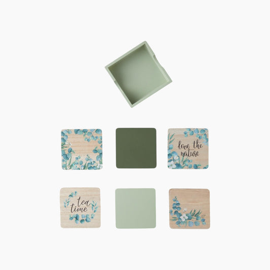 EH Living Gum Wooden 7 Pcs Coaster 11,5 cm Colored