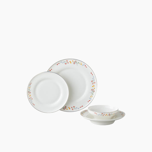 EH Living Floral Symphony Bone Porcelain Table Set 24 Pieces, 6 Servings Colored