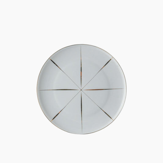 مجموعة طاولة EH Living Sunshine Bone Porcelain المكونة من 27 قطعة، 6 أطباق ذهبية