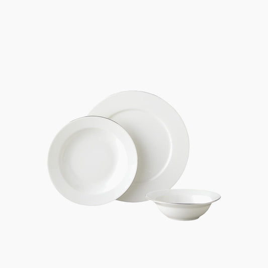 EH Living Parma Porcelain Table Set 12 Pieces, 4 Servings Silver
