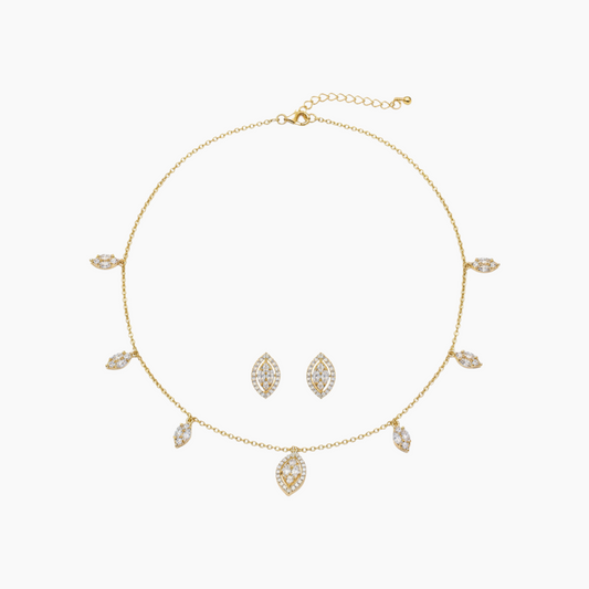 طقم قلادة Soul Jewelry بتصميم ورقة ذهب متدلية