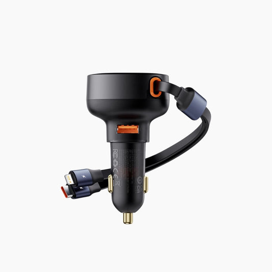 Baseus Enjoyment Pro Car Charger with Retractable C & iP Cable 60W