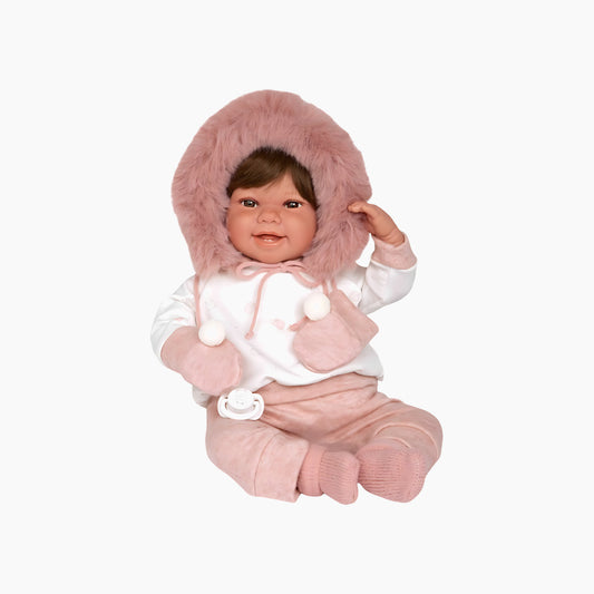 Huggable Memories Tori Rosa Fur Bonnet Baby Doll