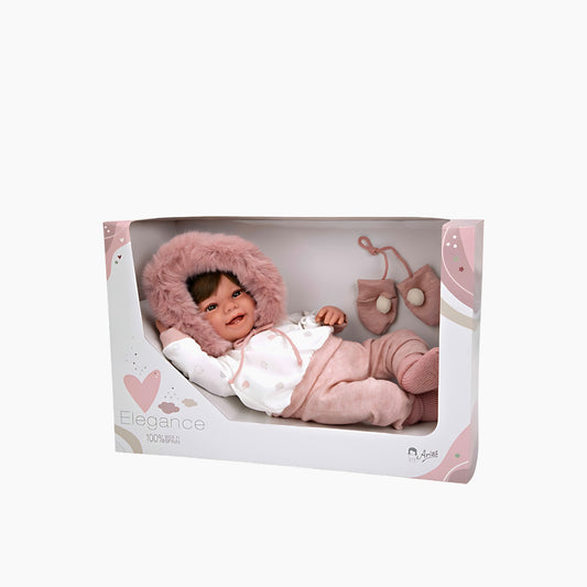 Huggable Memories Tori Rosa Fur Bonnet Baby Doll