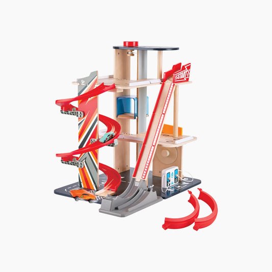 Hape Gearhead Stunt Garage Playset