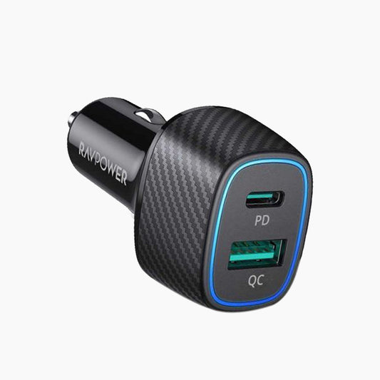شاحن سيارة RAVPOWER 60 واط بمنفذين QC24 واط و PD36 واط