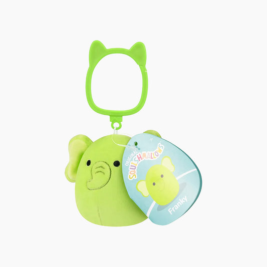 JAZWARES Squishmallows- Clip-On Little Plush 3.5" Franky the Lime Green Elephant