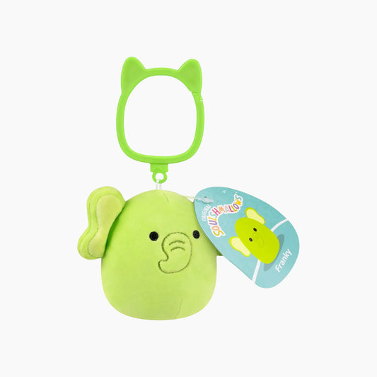 JAZWARES Squishmallows- Clip-On Little Plush 3.5" Franky the Lime Green Elephant
