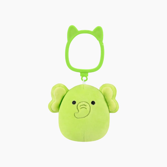 JAZWARES Squishmallows- Clip-On Little Plush 3.5" Franky the Lime Green Elephant