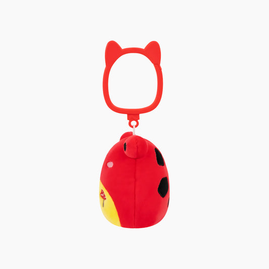 JAZWARES Squishmallows- Clip-On Little Plush 3.5" Obu the Red Tropical Frog with Mushroom Embroidery