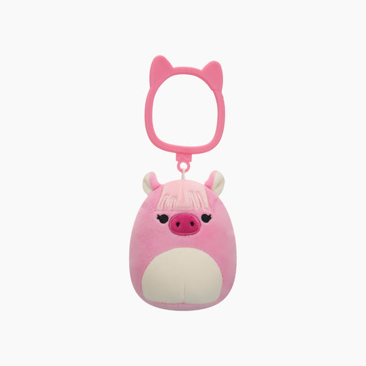 JAZWARES Squishmallows- Clip-On Little Plush 3.5" Veronika the Pink Shetland Pony with Bangs
