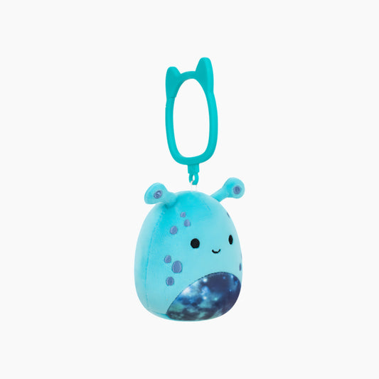 JAZWARES Squishmallows- Clip-On Little Plush 3.5" Garth the Teal Alien with Dark Blue Galaxy Belly