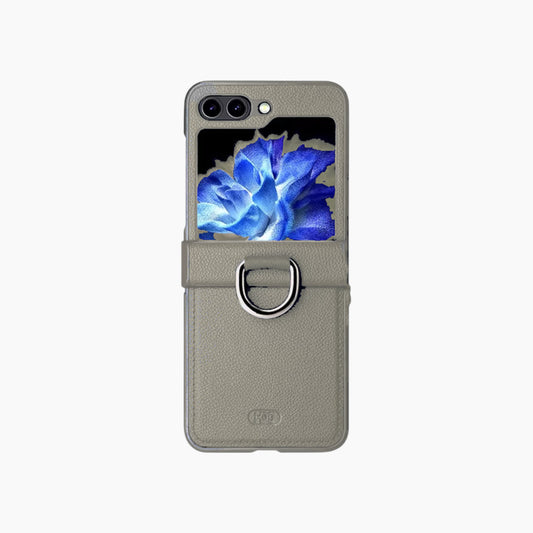 Samsung Z Flip Leather Finger Ring Case