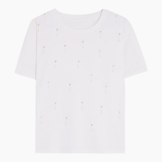 Vilagallo White T-shirt With Rhinestones