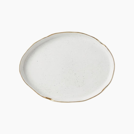 Fish Plate White with Gold
