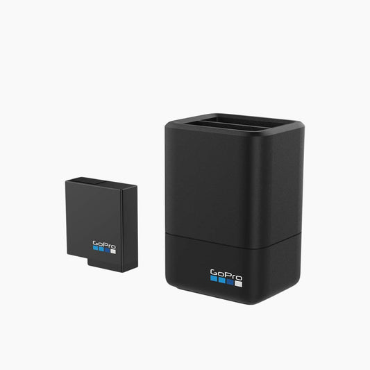 شاحن بطارية مزدوج من GoPro مع بطارية قابلة لإعادة الشحن، شحن سريع لكاميرات GoPro Hero 7 و 6 و 5