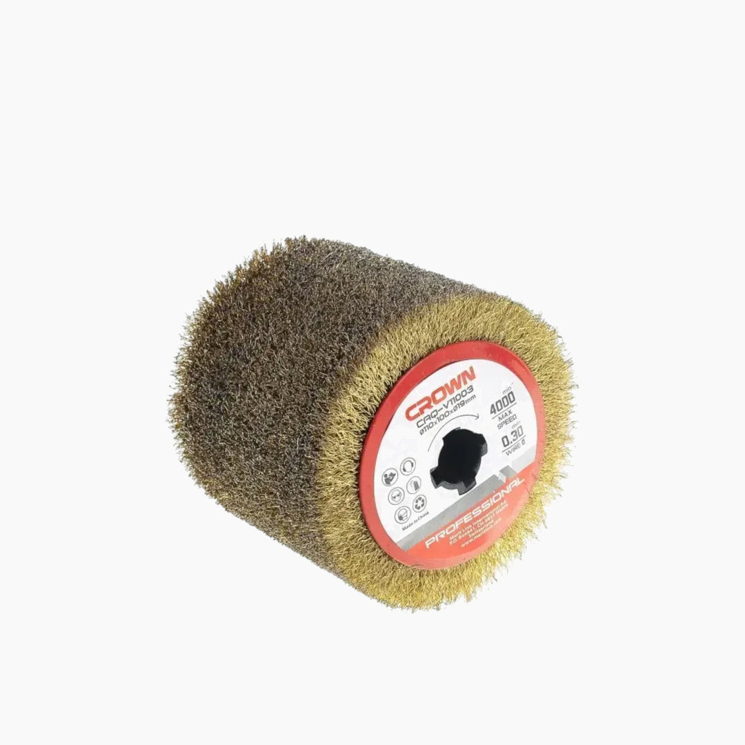 Crown 110 X 100Mm Circular Brush With Metal Core - Brass-Coated Steel Wire 0.30Mm