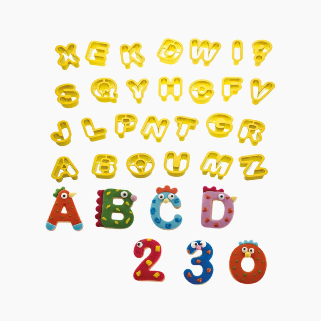 Decora 36 Cookie Cutters Alphabet &amp; Numbers Cookie Cutters - HUNA