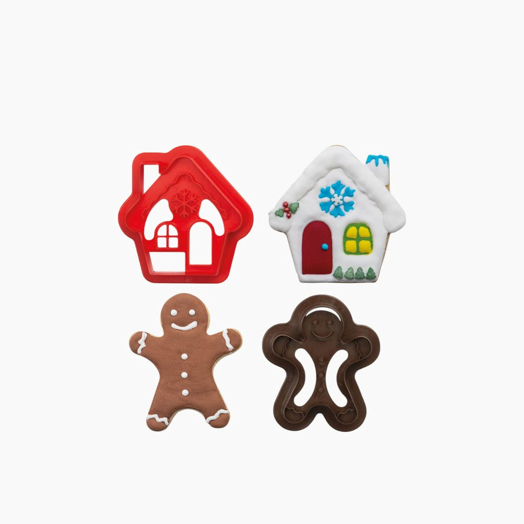 Decora Gingerbread Man &amp; House Cookie Cutter Set - HUNA