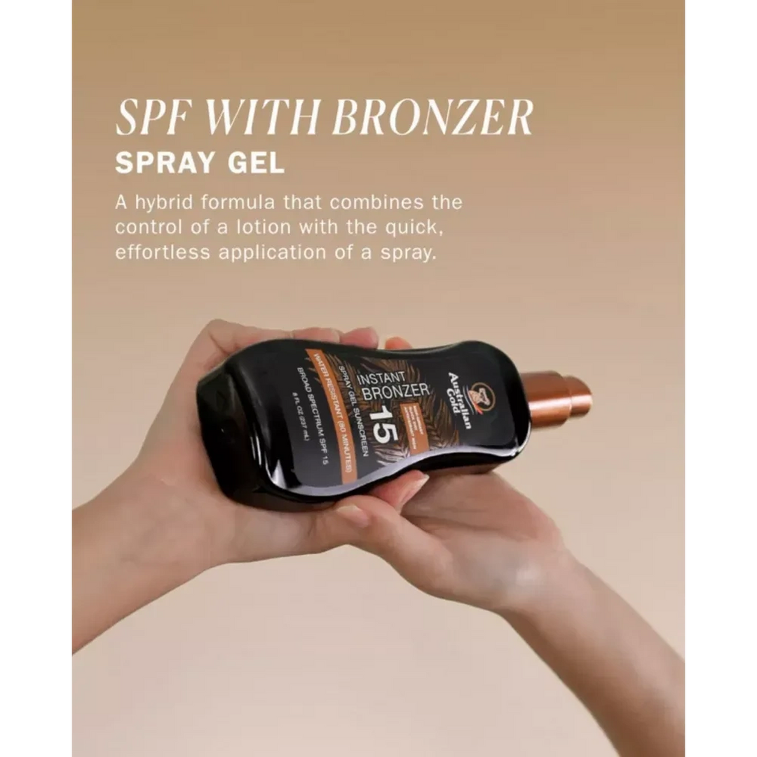 Australian Gold Instant Bronzer 15 Spray Gel Sunscreen 237Ml