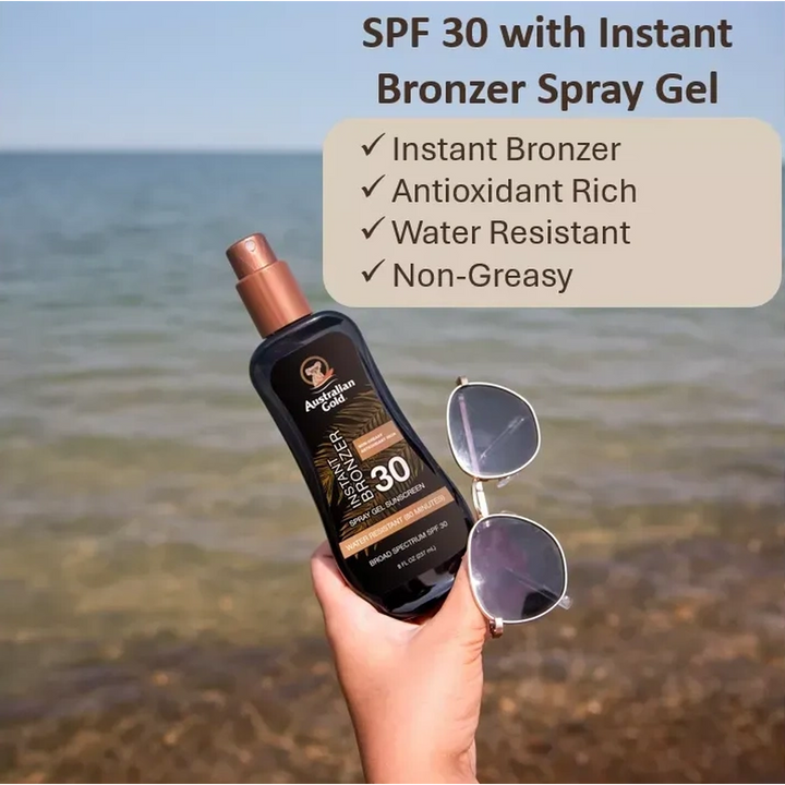 Australian Gold Instant Bronzer Spray Gel Sunscreen SPF30 237Ml