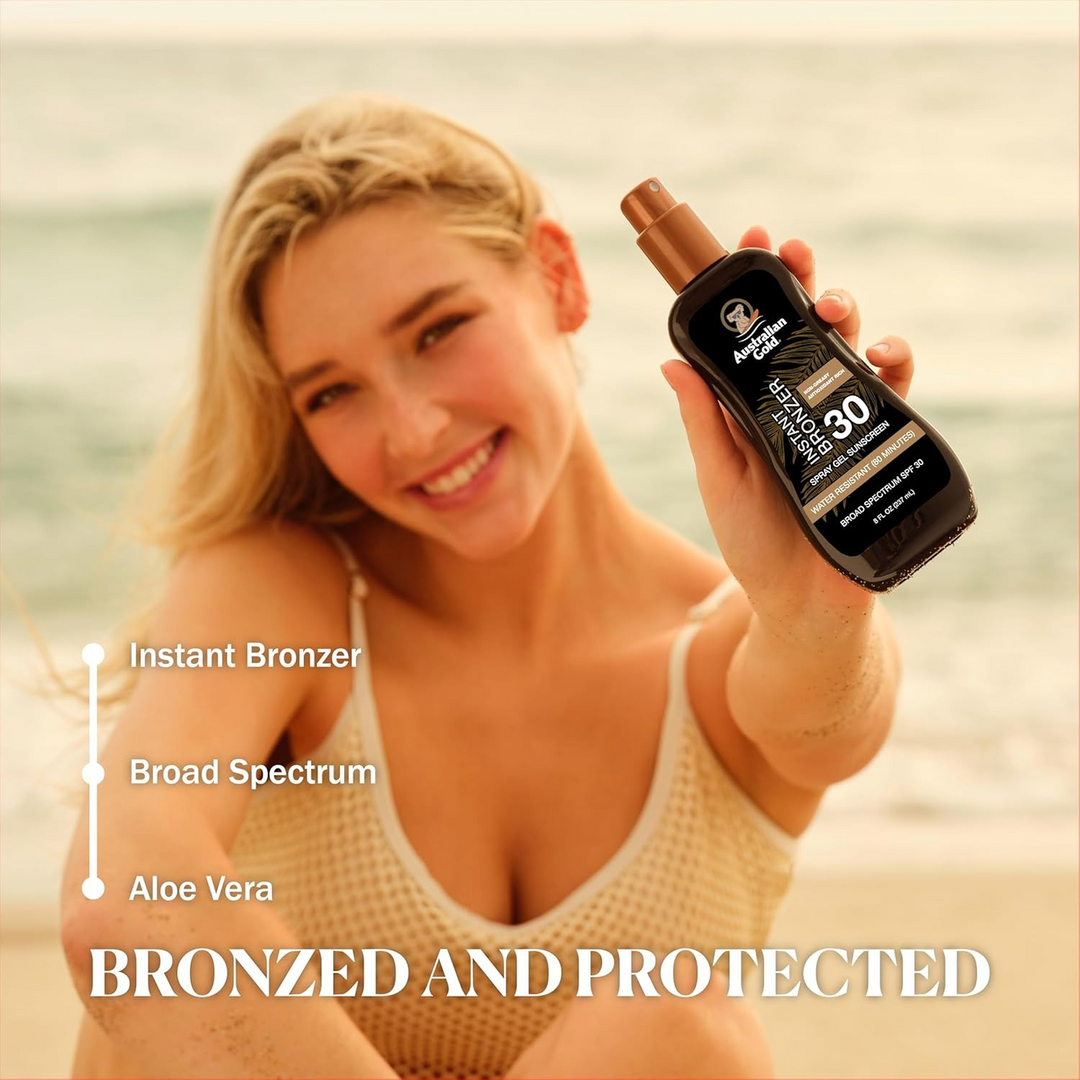 Australian Gold Spray Gel Sunscreen SPF30 Instant Bronzer 237ml