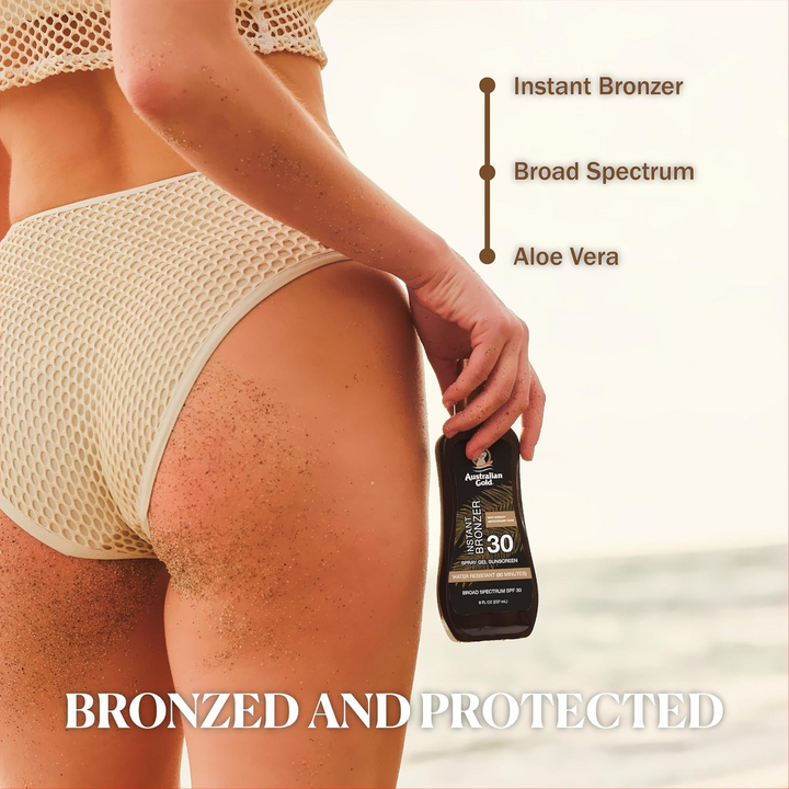 Australian Gold Spray Gel Sunscreen SPF30 Instant Bronzer 237ml