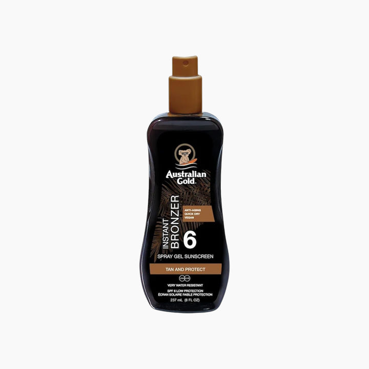 Australian Gold Spray Gel Sunscreen Instant Bronzer With Antioxidant Rich Kakadu Plum 237Ml