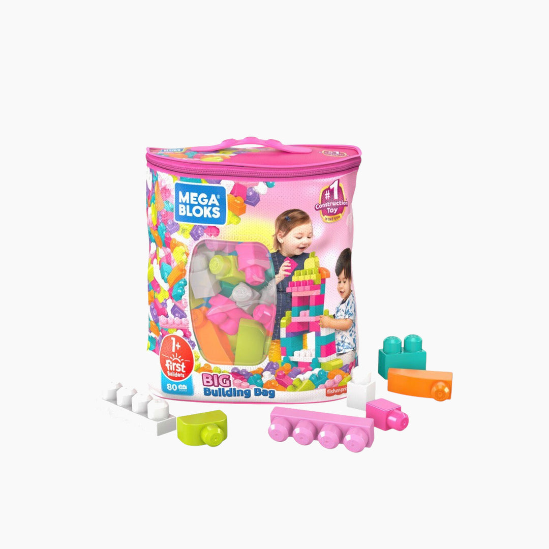 Mattel Mega Bloks First Builders Big Building Bag - 80 Pieces Pink