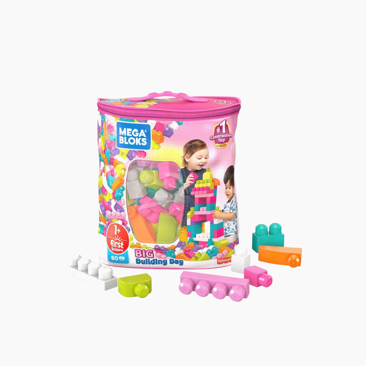 Mattel Mega Bloks First Builders Big Building Bag - 80 Pieces Pink