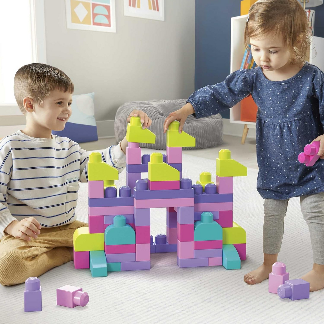 Mattel Mega Bloks First Builders Big Building Bag - 80 Pieces Pink