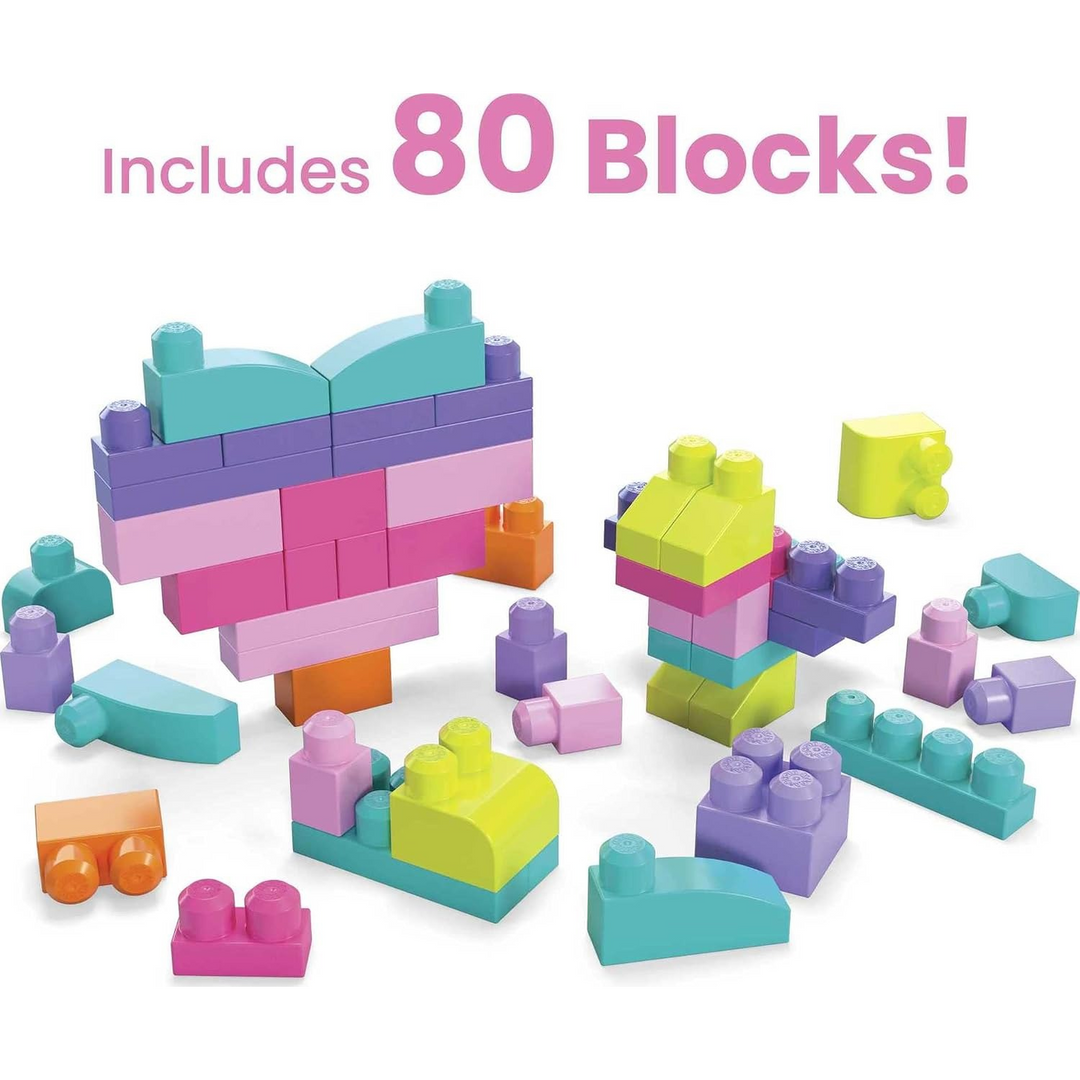 Mattel Mega Bloks First Builders Big Building Bag - 80 Pieces Pink