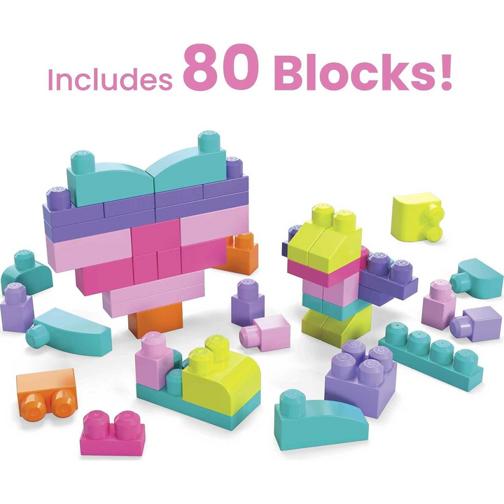 Mattel Mega Bloks First Builders Big Building Bag - 80 Pieces Pink