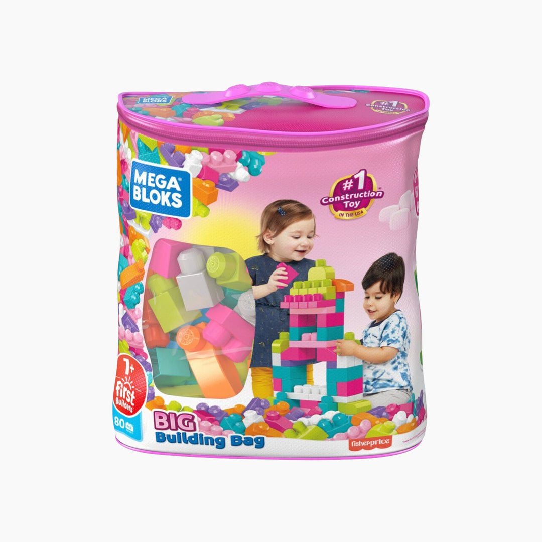 Mattel Mega Bloks First Builders Big Building Bag - 80 Pieces Pink